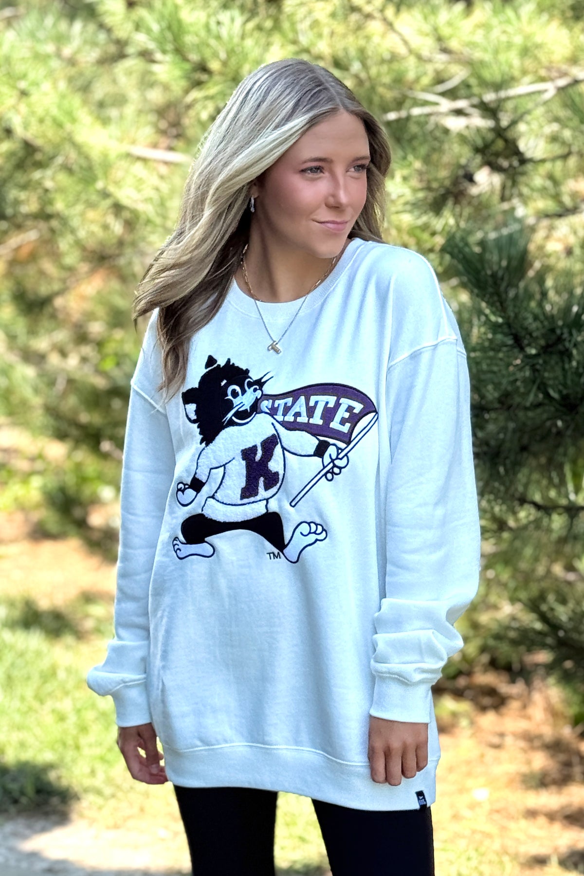 K-State Mascot Chenille Sweatshirt : White