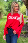 Kansas City Drop Shoulder Sweater : Red/Natural