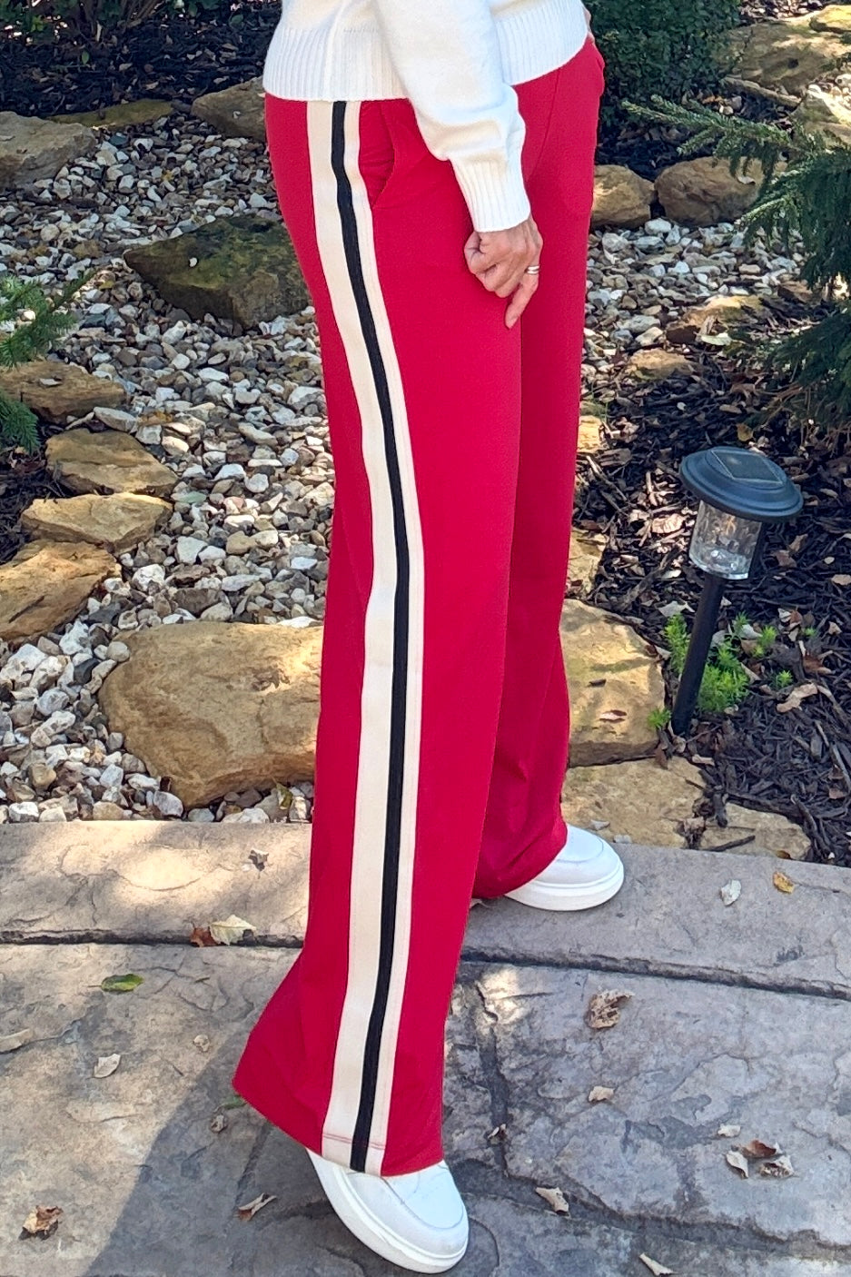 Amity Soft Side Stripped Pants : Red