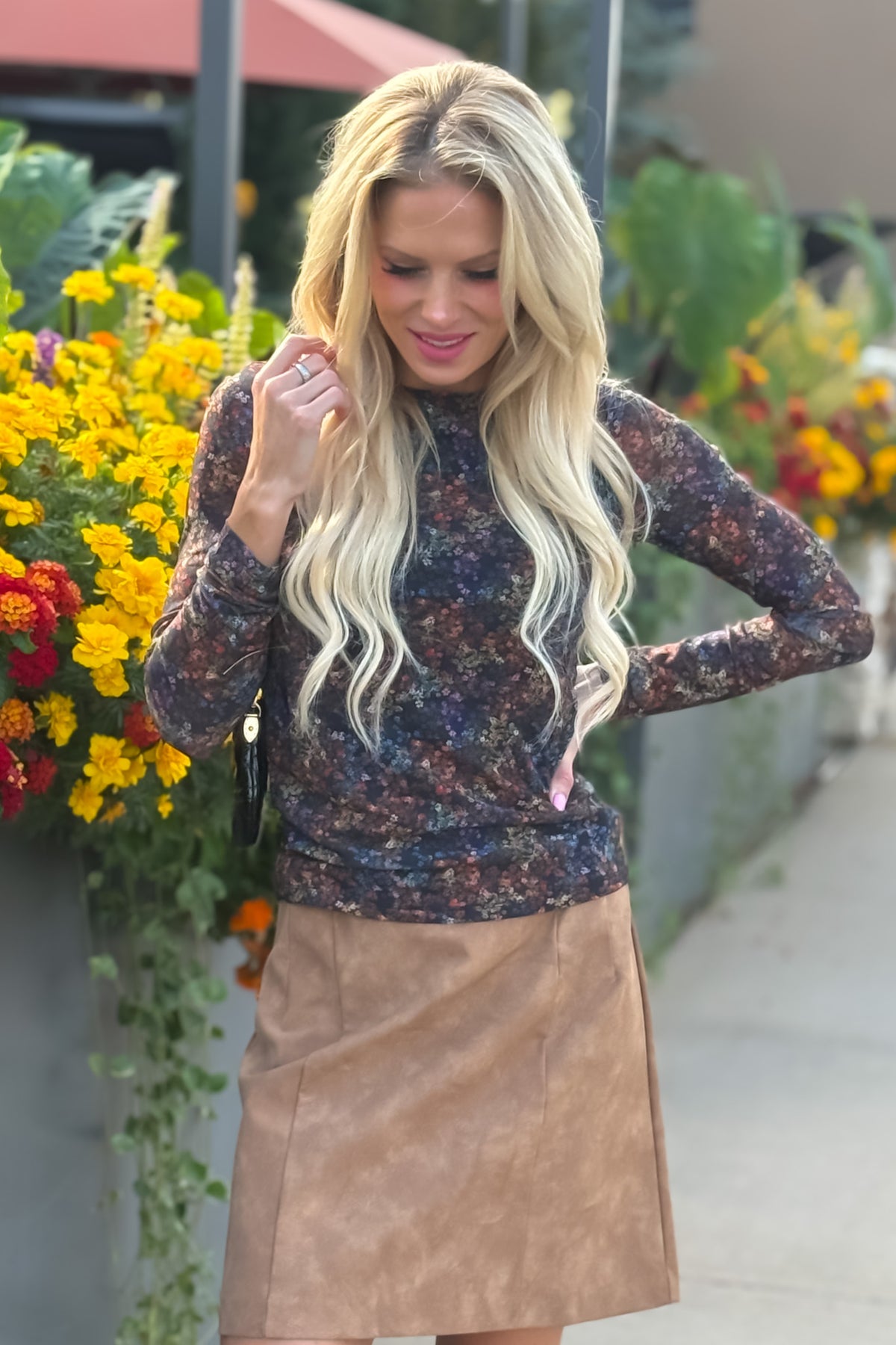 Charlie B Francesca Floral Mesh Top : Multi