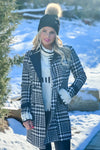 Lead The Way Faux Leather Trimmed Houndstooth Coat : Black/White