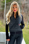 Liverpool Faye Quilted Front Knit Jacket : Black