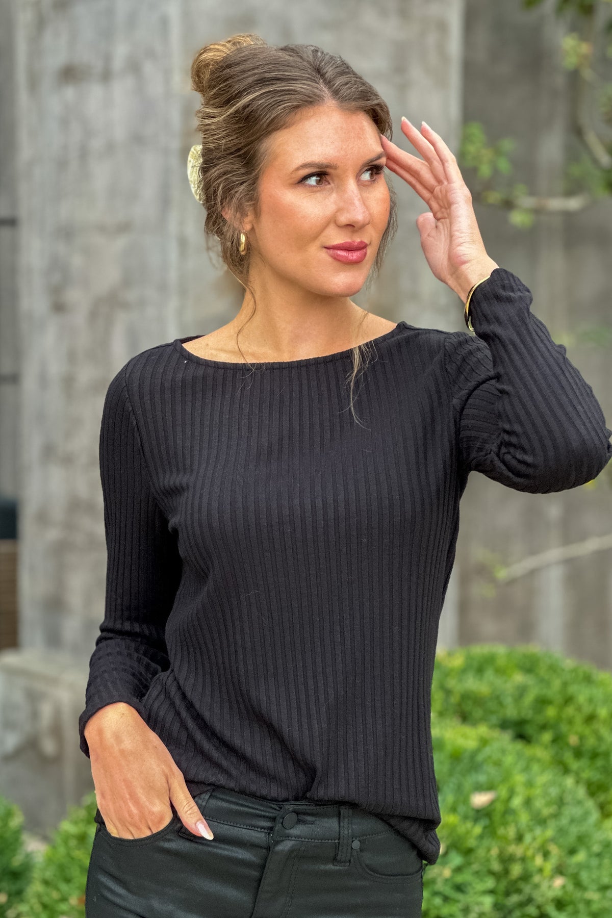 Liverpool Eden Boat Neck Top : Black
