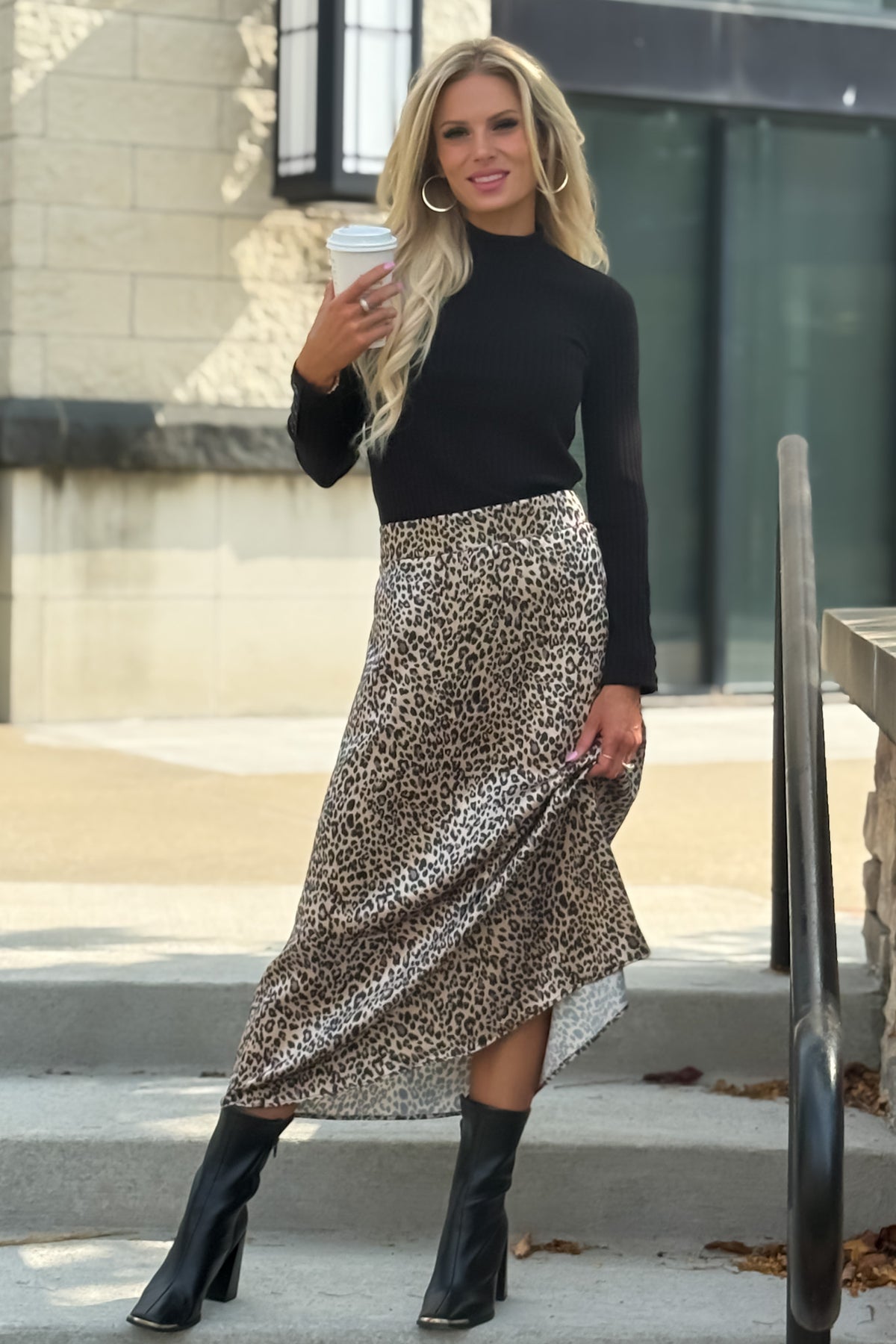 Hartlyn Animal Print Skirt : Mocha
