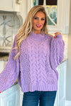 Taking Action Chenille Cable Knit Sweater : Lavender mi