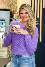 Ambitious Wishes Bubble Crochet Sweater : Lavender