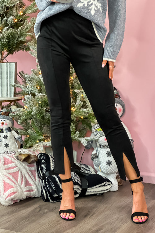 Ready To Flaunt Faux Suede Leggings : Black