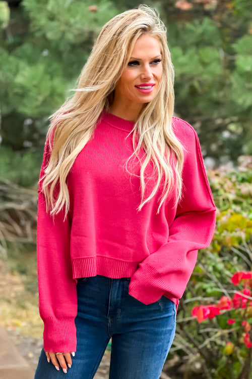Cozy Era Relaxed Cropped Sweater : Poppy