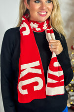 KC KC KC Game Day Scarf : Red/Natural