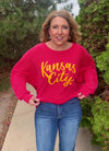 Scroll Kansas City Ribbed Knit Pullover : Red/Yellow