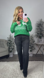 Reindeer Oversized Sweater : Green Lw no