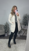 Breezy Days Quilted Long Bomber Jacket : Ivory