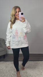 Plaza Lights Sweatshirt : White/Multi