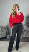 Under The Mistletoe Cable Knit Sweater : Red