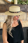 Villa Sun Hat With Leopard Leather Belt : Natural