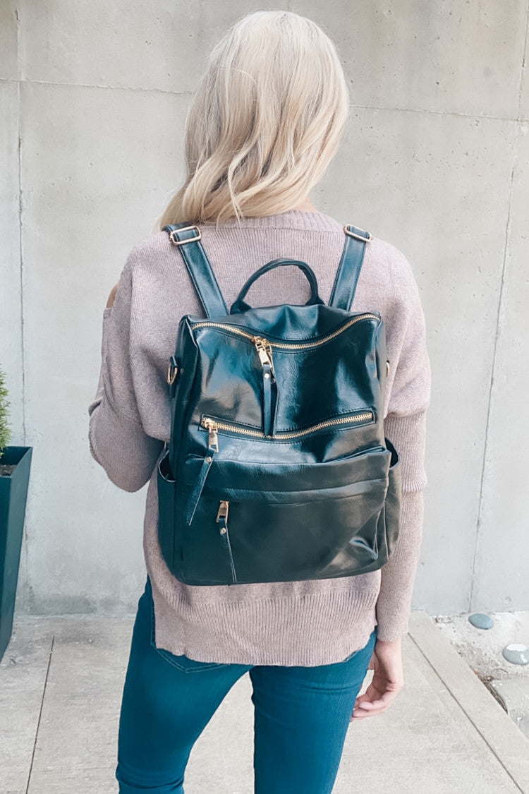 Sense Of Style Faux Leather Backpack : Black