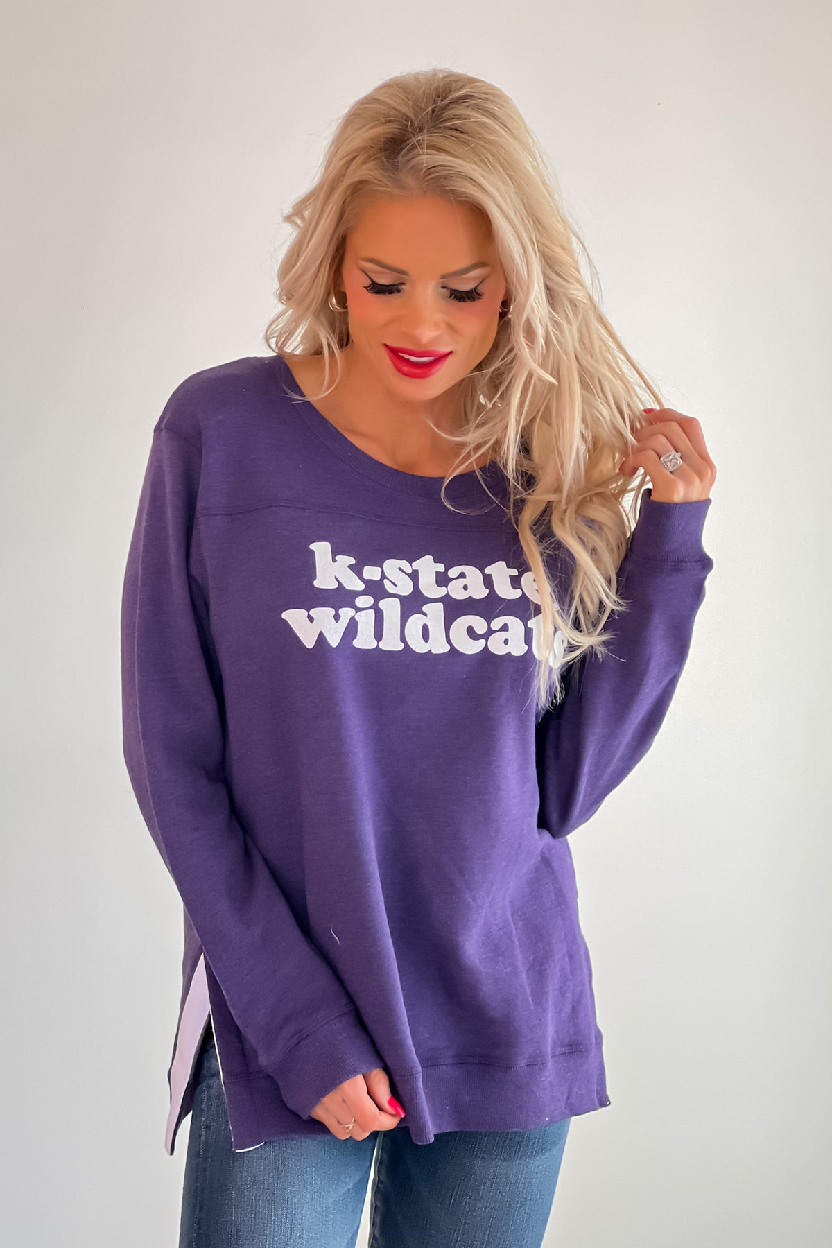 K-State Wildcats Side Slit Tunic Sweatshirt : Purple