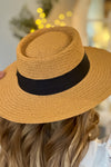 As It Happens Banded Straw Hat : Tan/Black