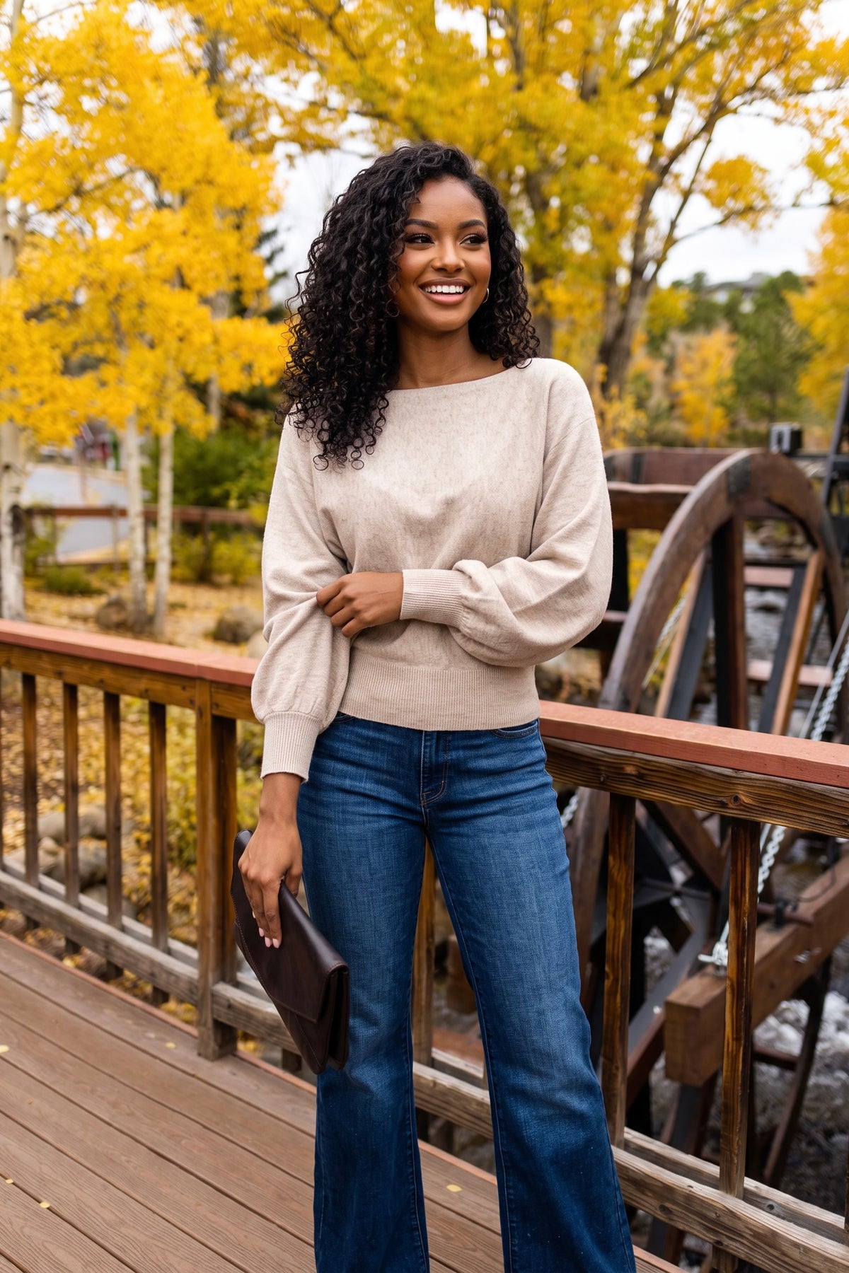 Ailsa Boat Neck Sweater : Taupe