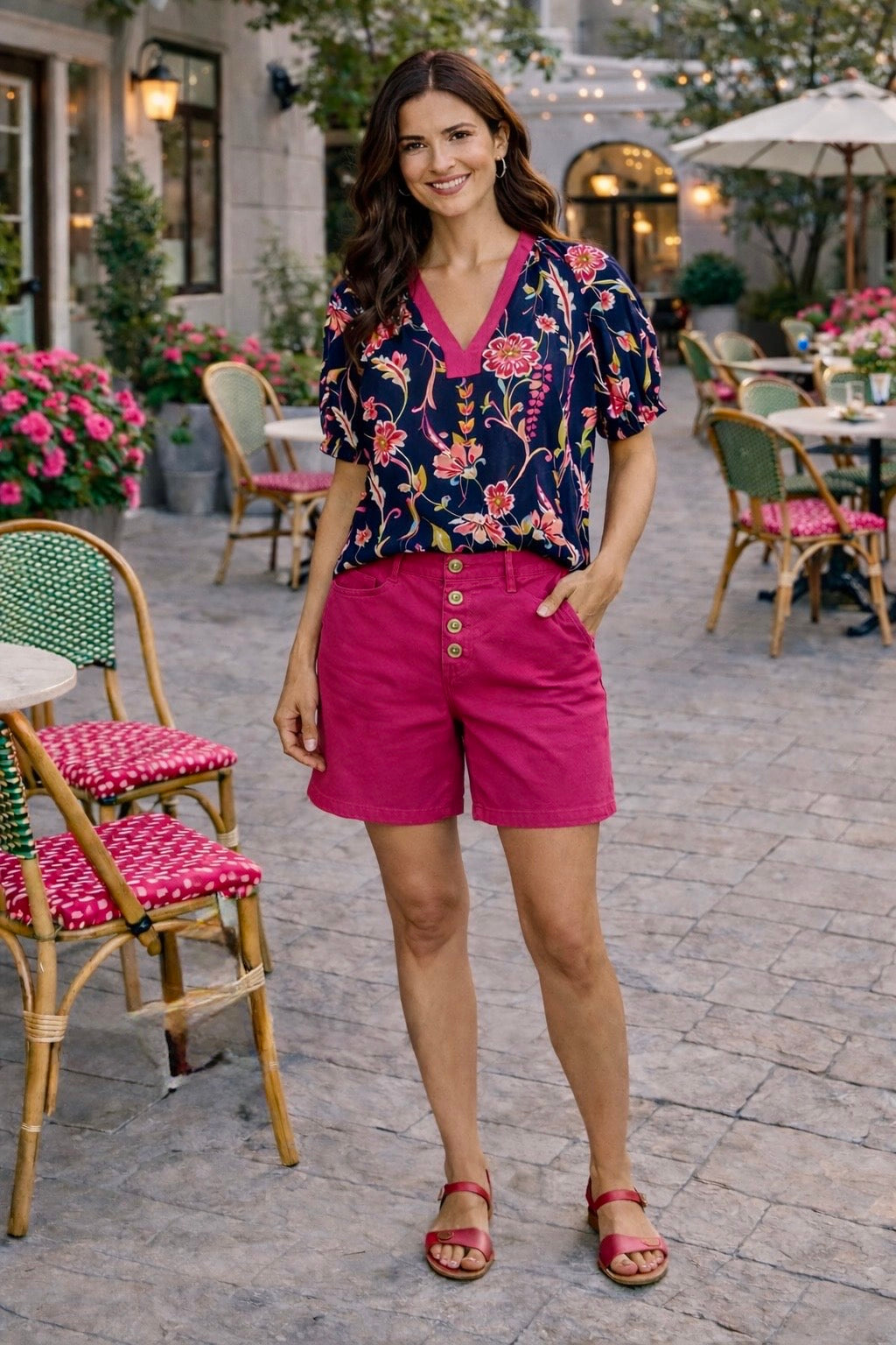 Tribal Rosalina Hugging Button Fly Shorts : Gardenia