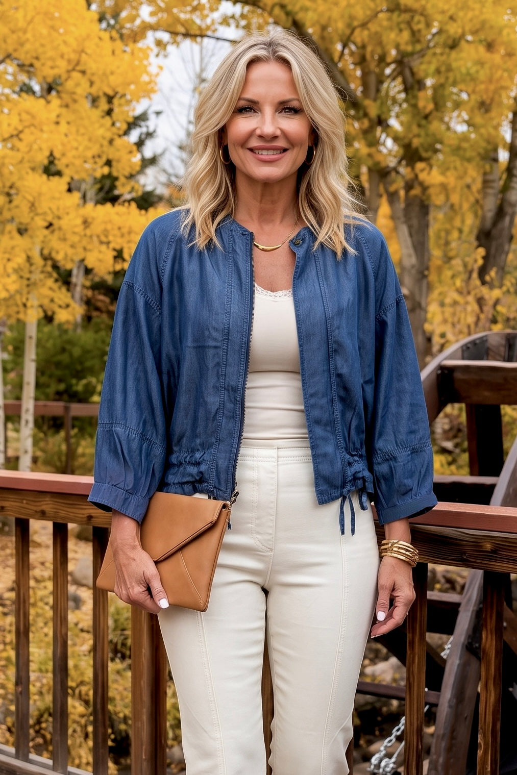 Elysia 3/4 Sleeve Tencel Jacket : Denim Blue