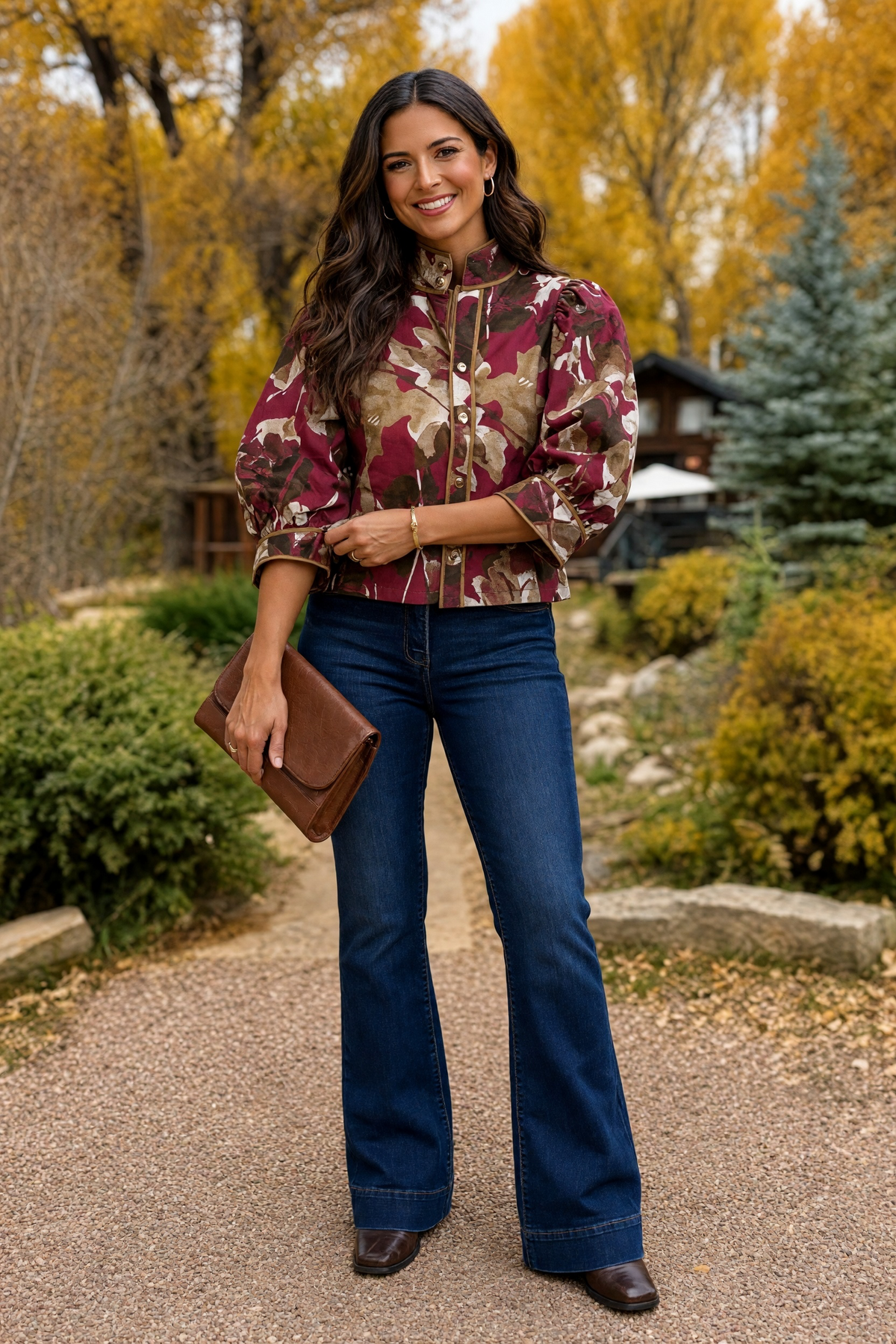 Clare Gold Button Down Collared Top : Merlot