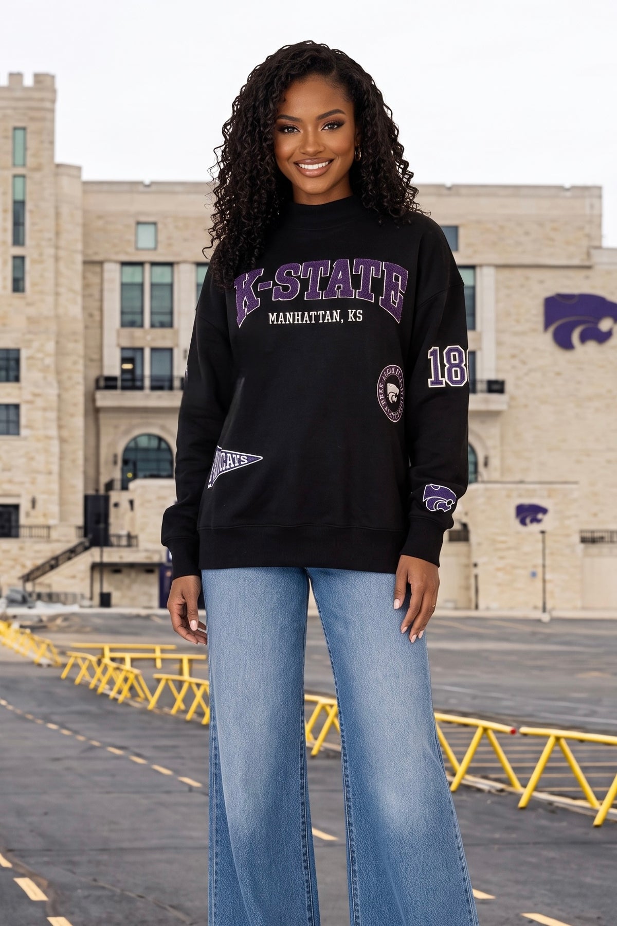 K-State Scatter Mock Neck Sweatshirt : Black