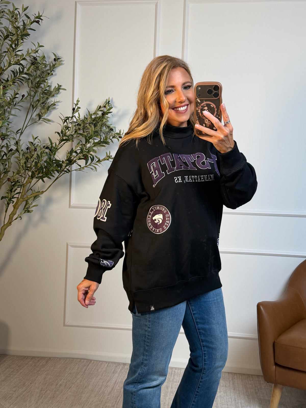 K-State Scatter Mock Neck Sweatshirt : Black