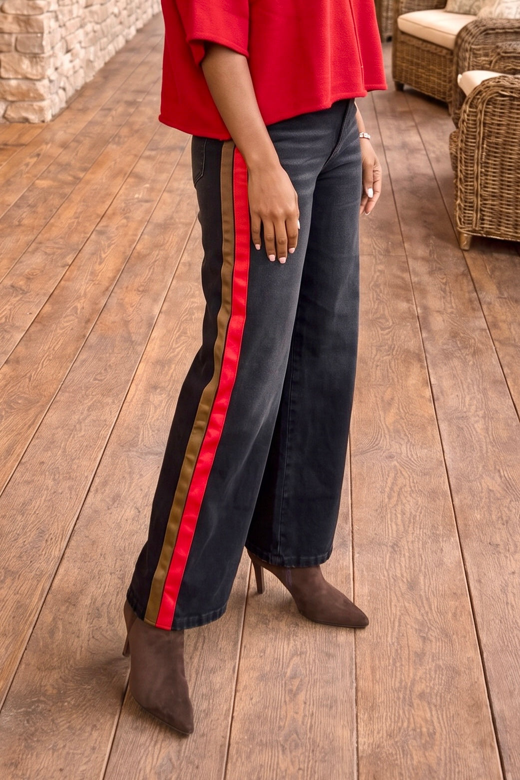 Jodifl Ottavia Side Stripe Jeans : Black