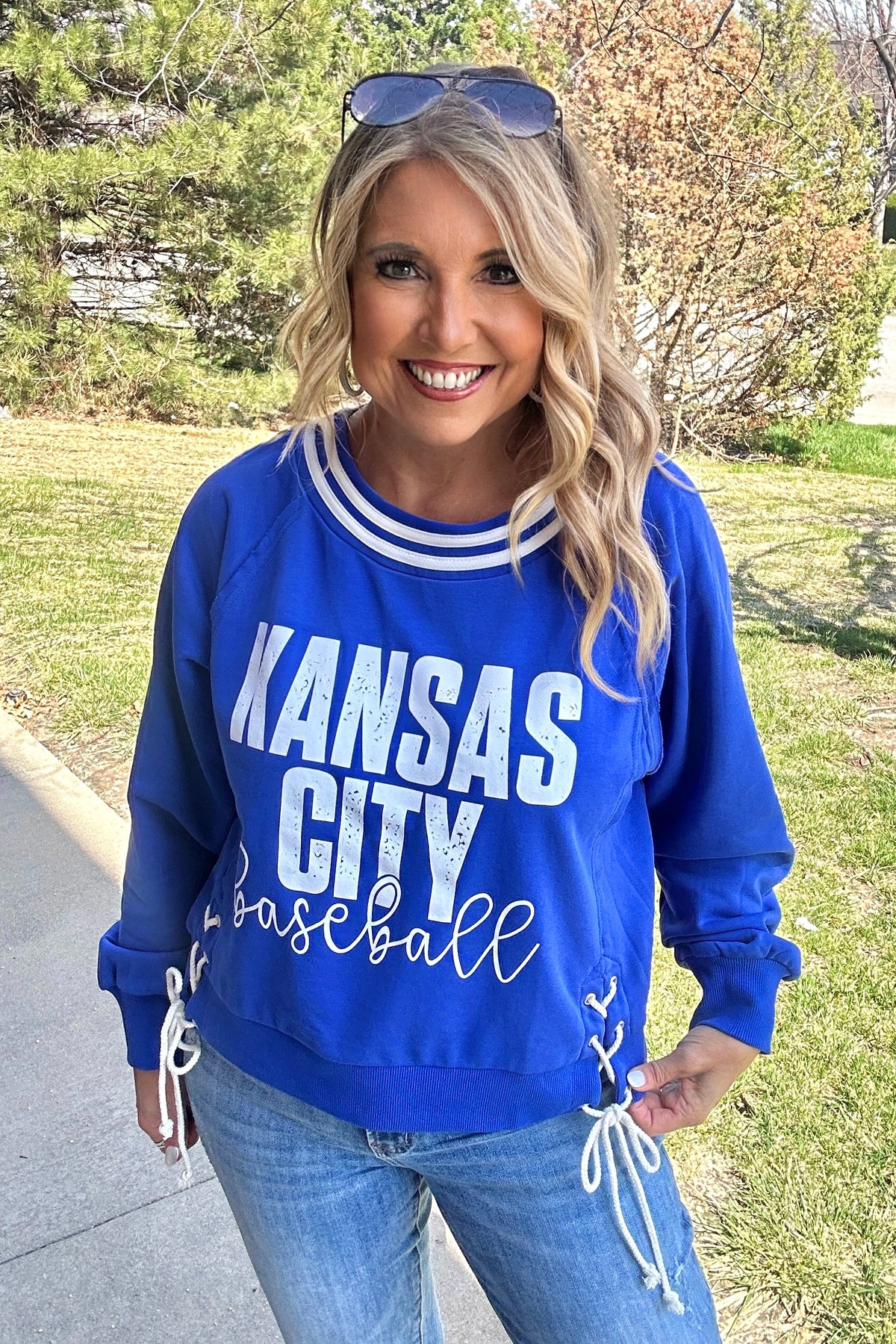 Kansas City Baseball Ties Pullover : Royal Blue