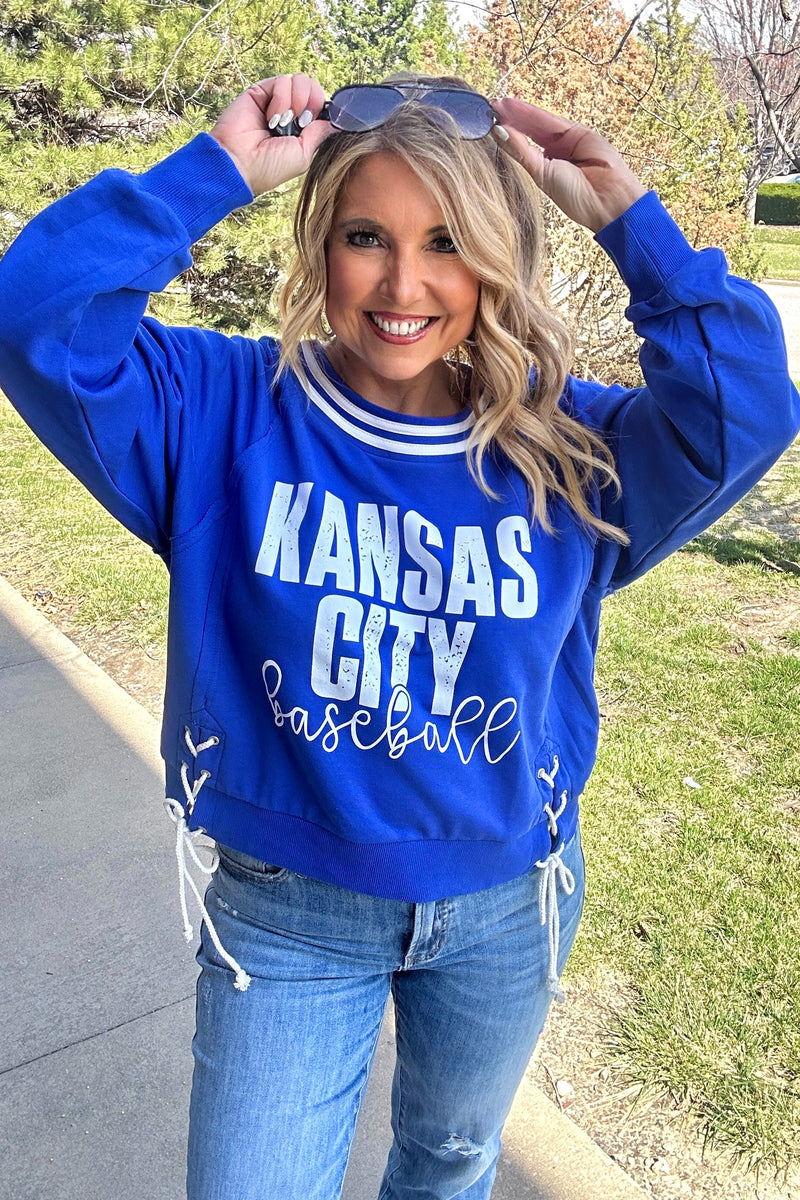 Kansas City Baseball Ties Pullover : Royal Blue