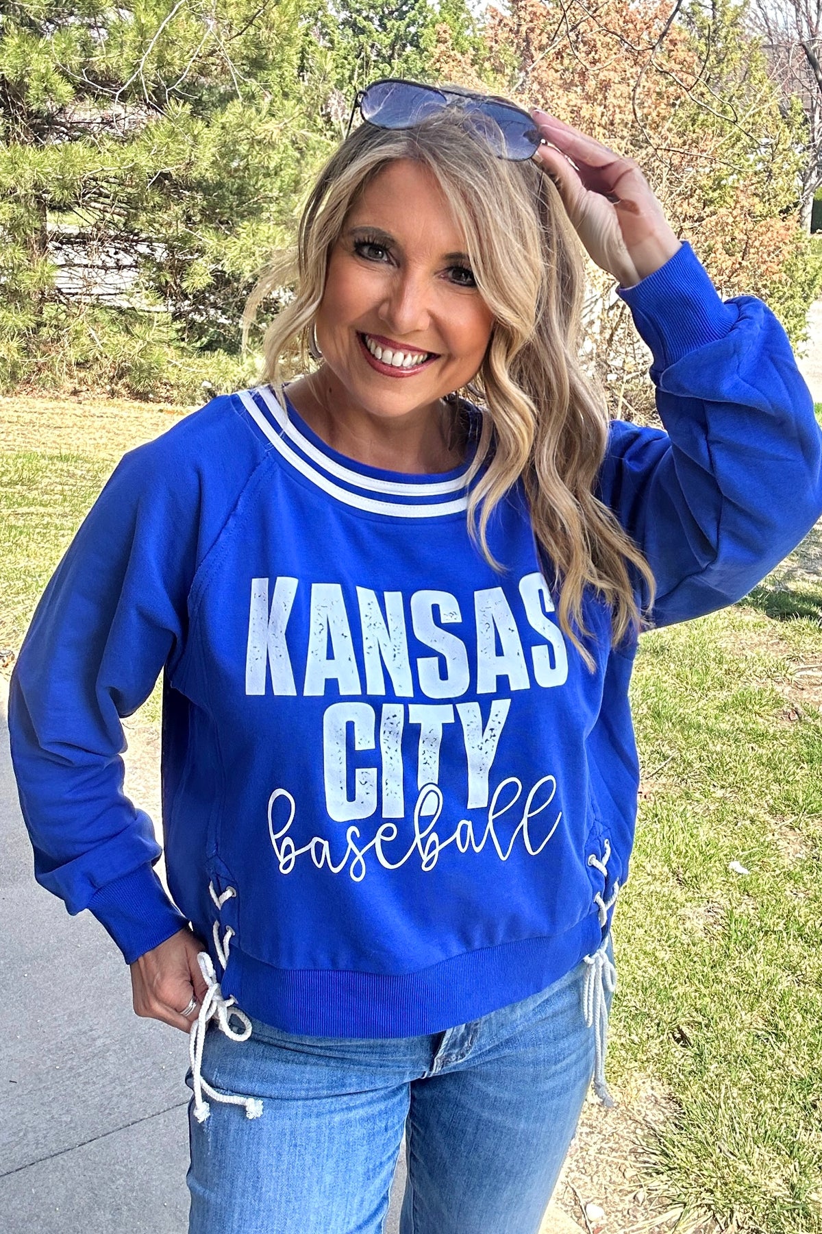 Kansas City Baseball Ties Pullover : Royal Blue