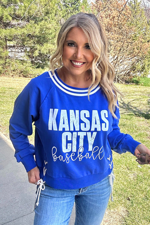 Kansas City Baseball Ties Pullover : Royal Blue