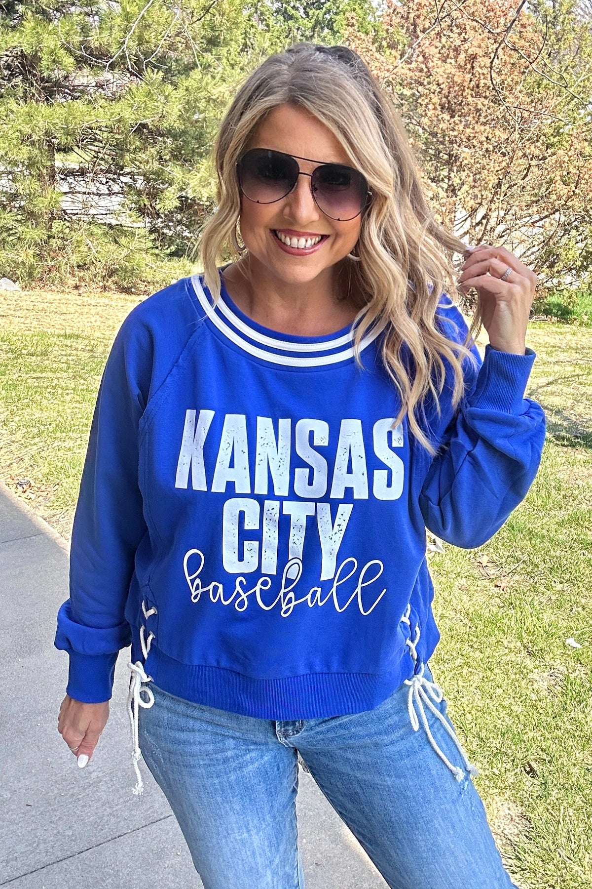 Kansas City Baseball Ties Pullover : Royal Blue