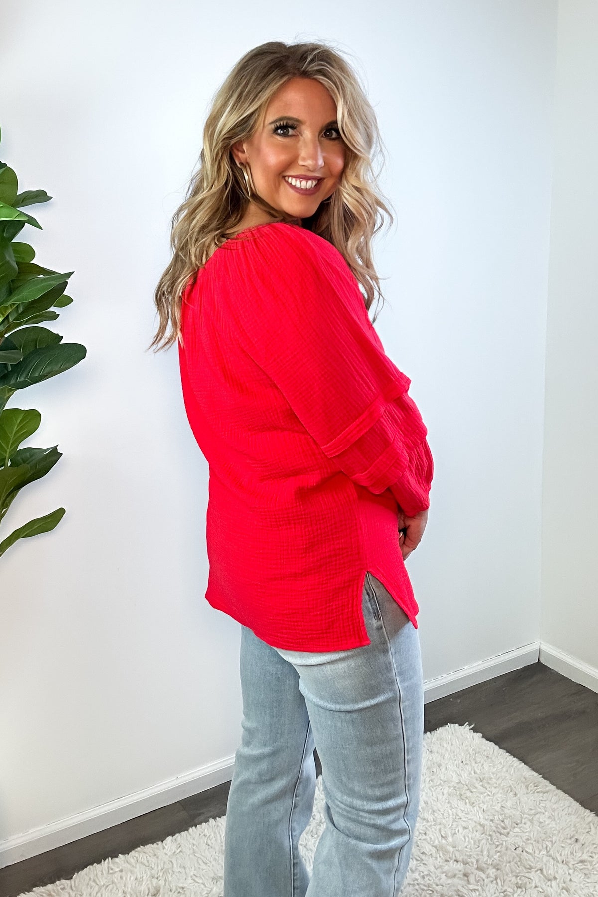 Tribal Mercedes On/Off Shoulder Blouse : Bayberry