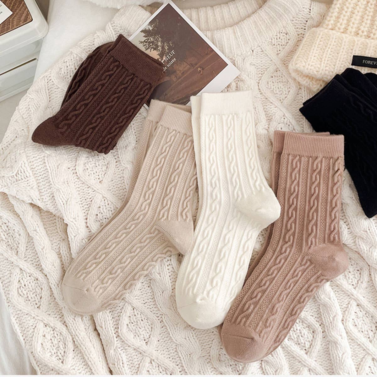 Cashmere Feel Socks : One size : 4 colors