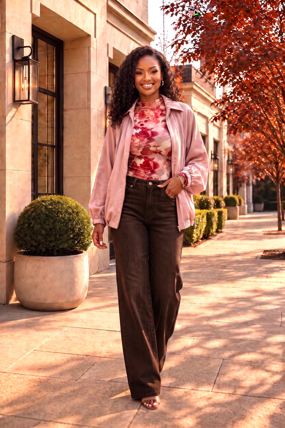 Lynn Gathered Hem Dolman Sleeve Bomber Jacket : Woodrose