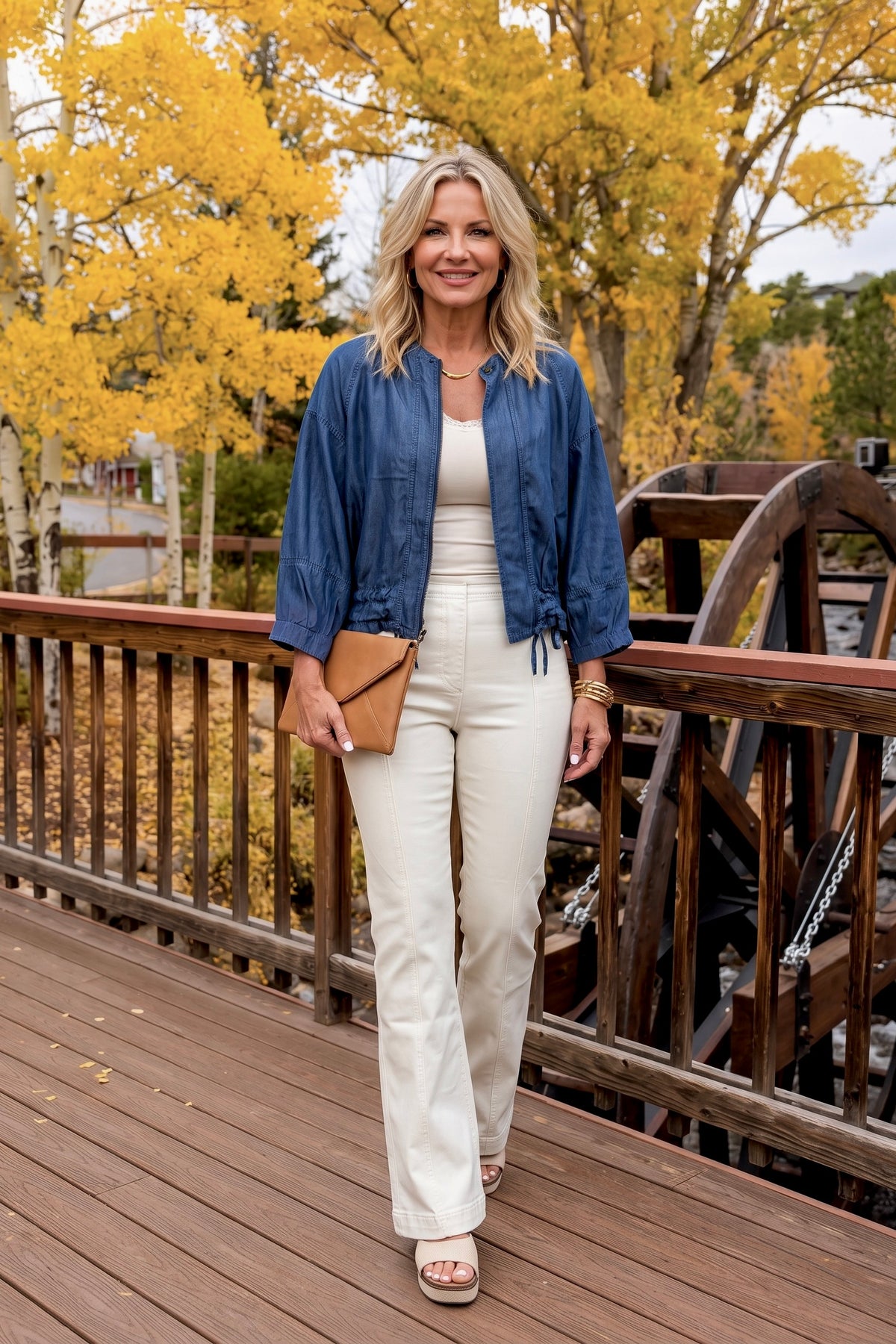 Elysia 3/4 Sleeve Tencel Jacket : Denim Blue
