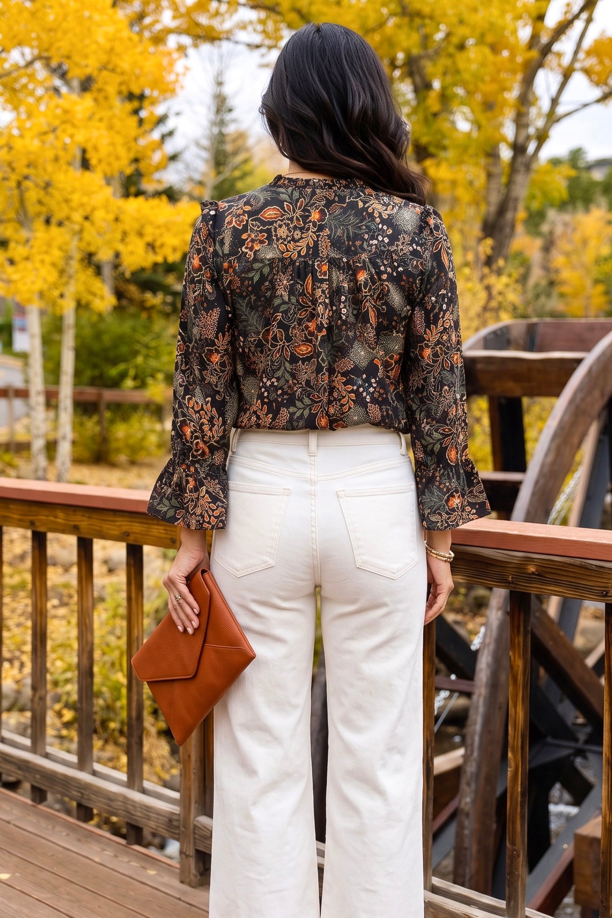 Liverpool Anthea Long Sleeve Blouse : Black/Rust Multi