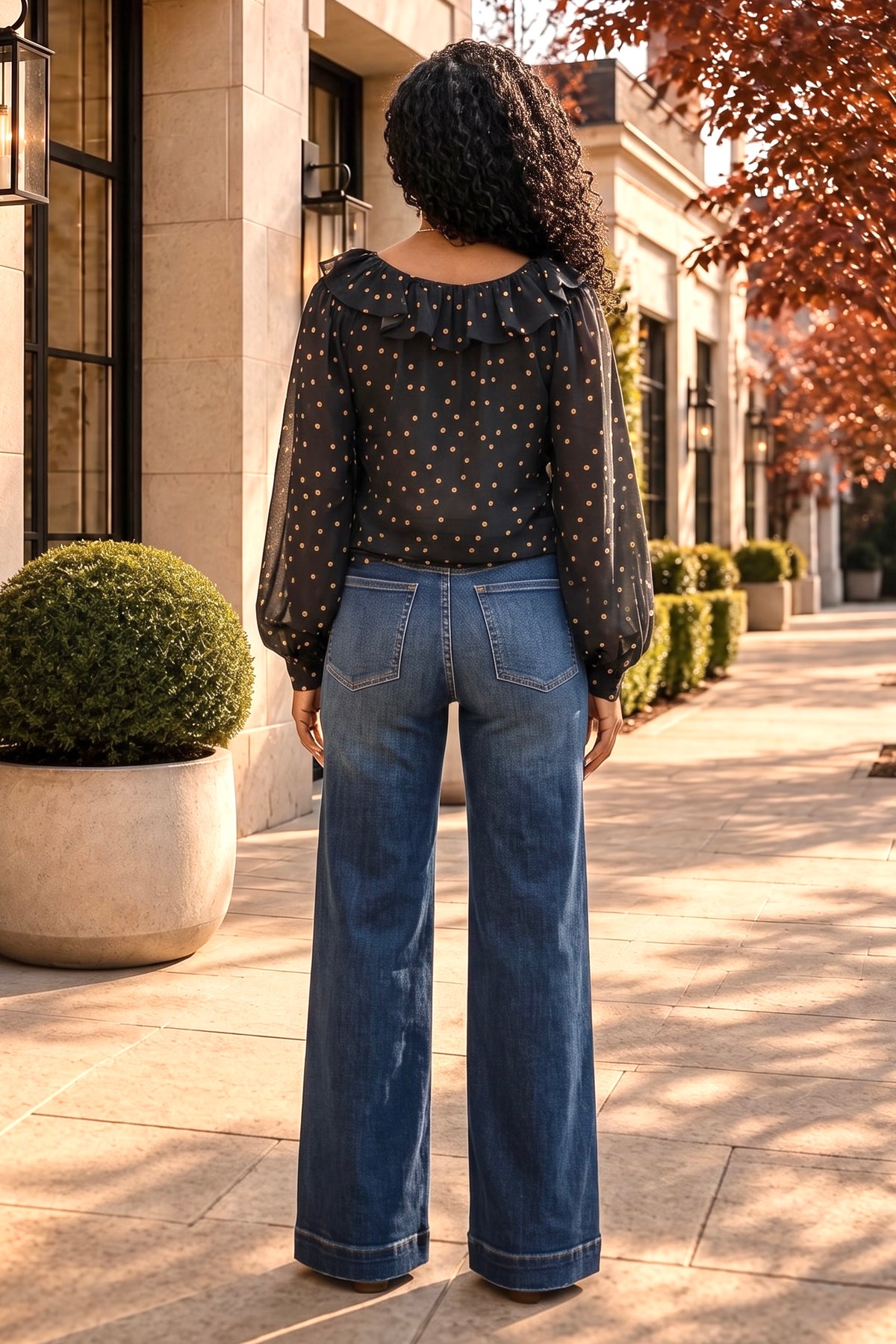 Carla Tie Front Long Sleeve Top : Ash Black