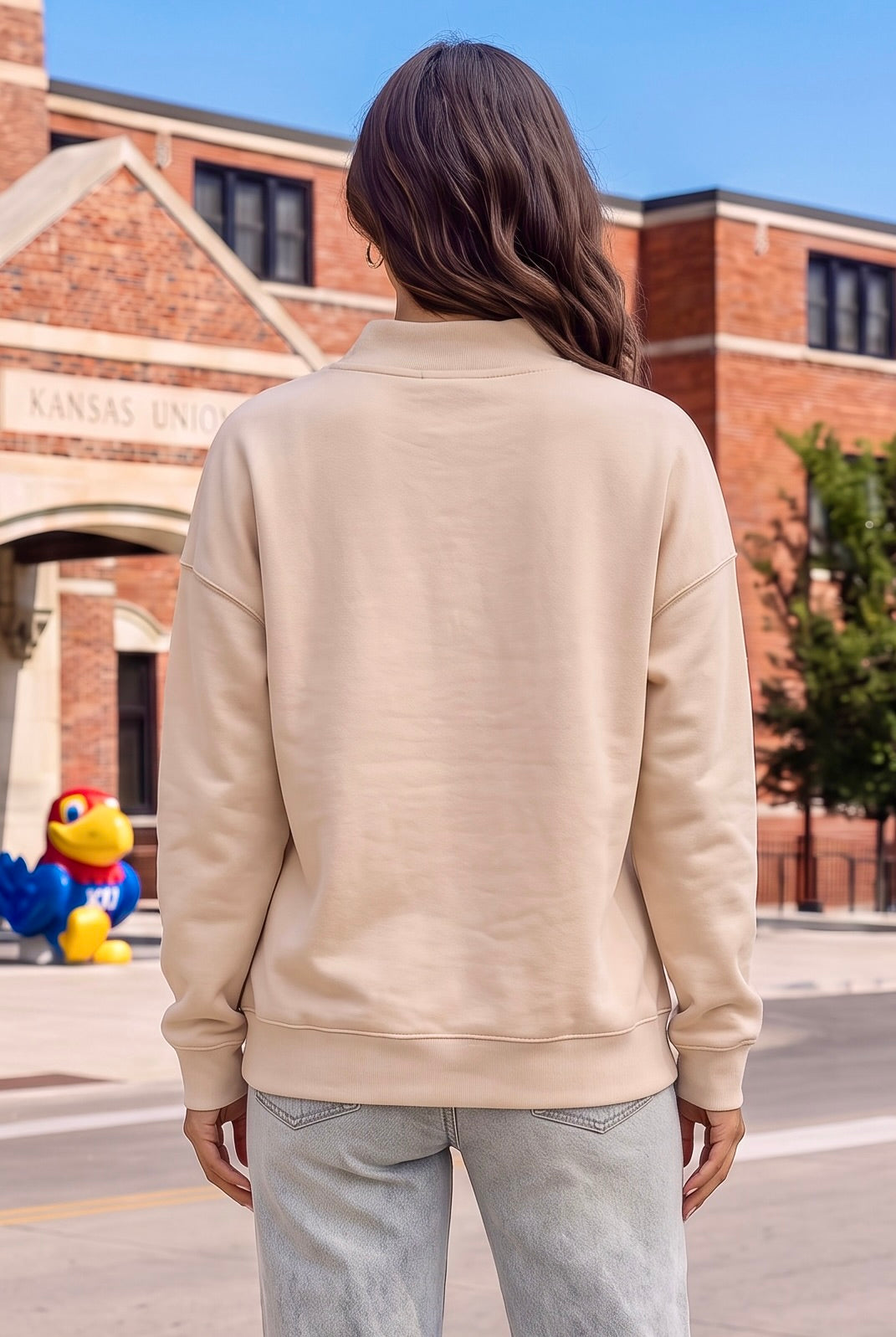 Kansas Jayhawks Pendant Mock Neck : Oatmeal