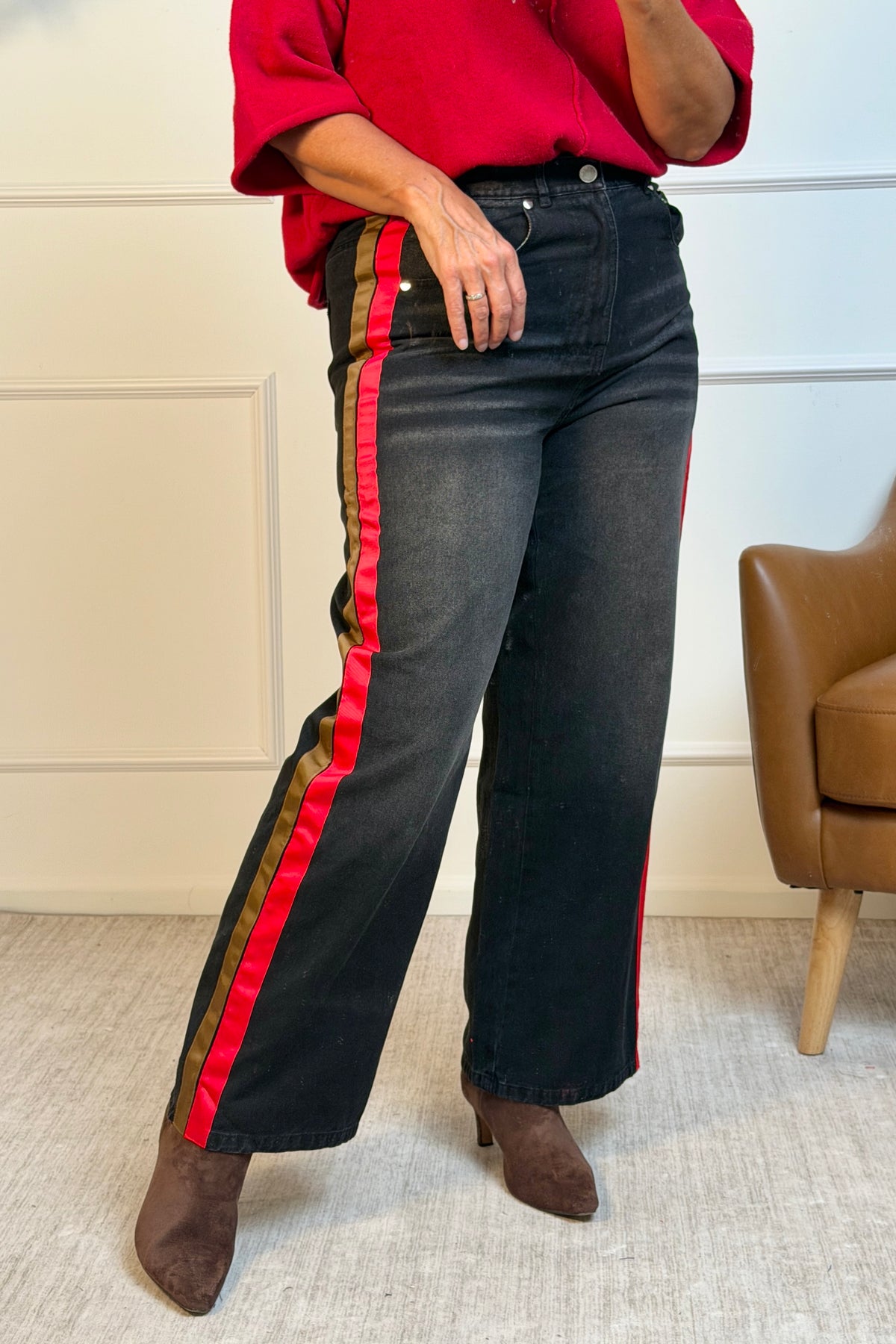 Jodifl Ottavia Side Stripe Jeans : Black