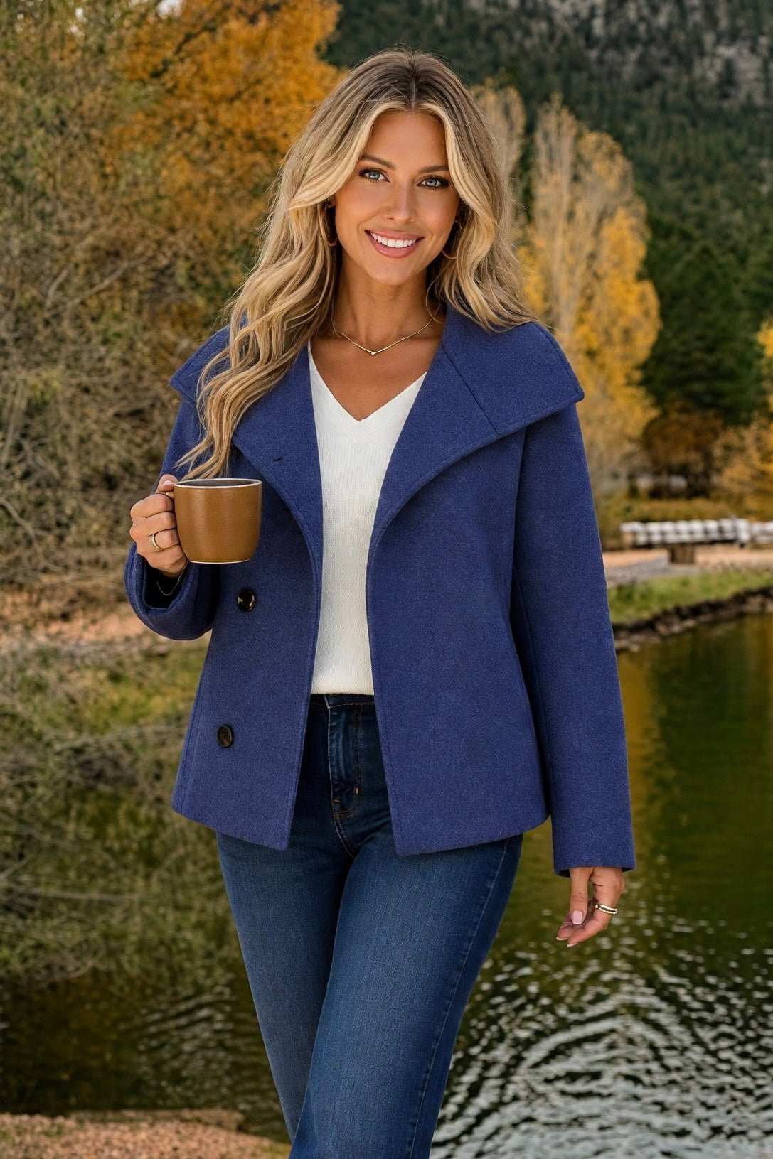 Tribal Kristine Funnel Neck Jacket : Indigo