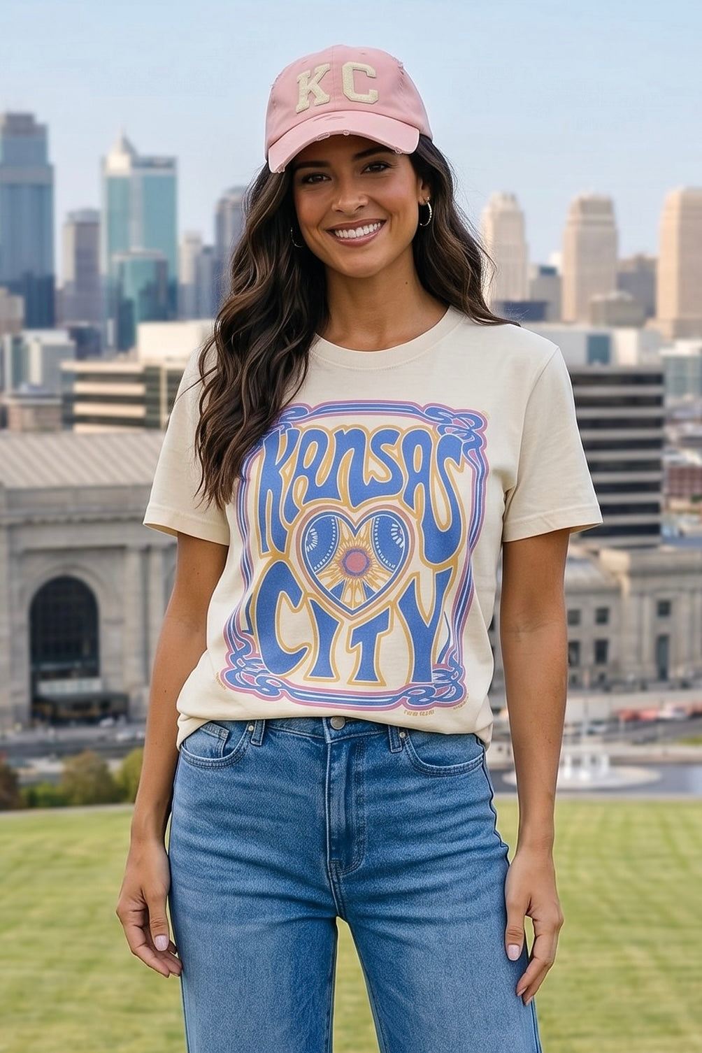 1KC Tacha Kansas City Peace Love KC Tee : Ivory