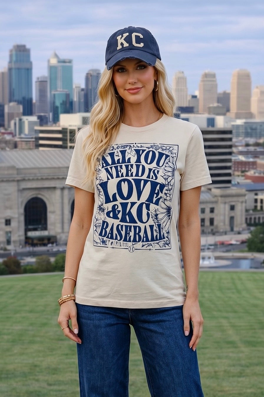 1KC All You Need is Love & KC Baseball Tee : Ivory
