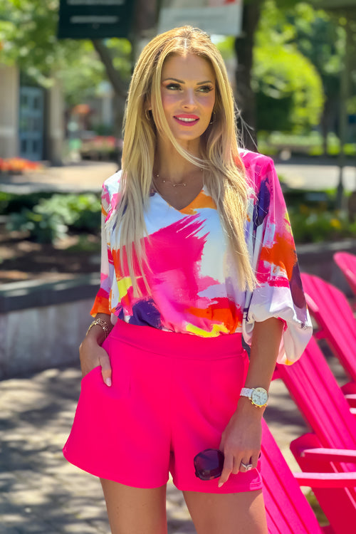 La Jolla V neck Blouse : Pink