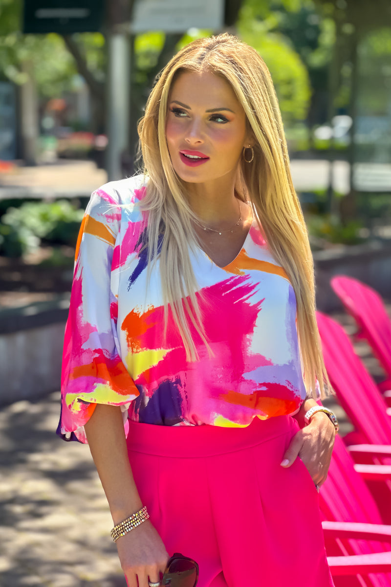 La Jolla V neck Blouse : Pink