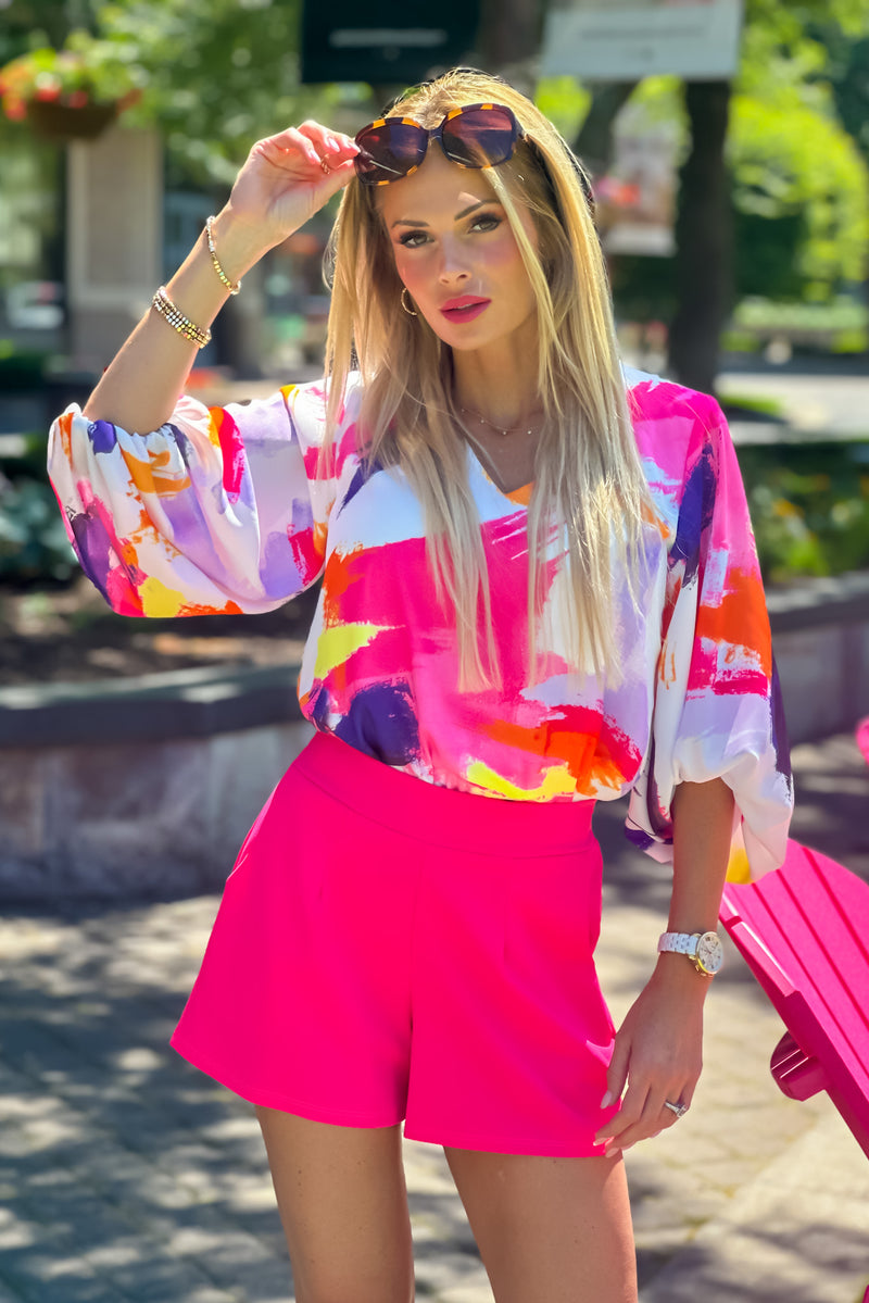 La Jolla V neck Blouse : Pink