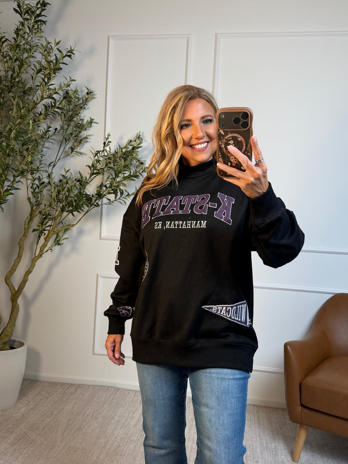 K-State Scatter Mock Neck Sweatshirt : Black