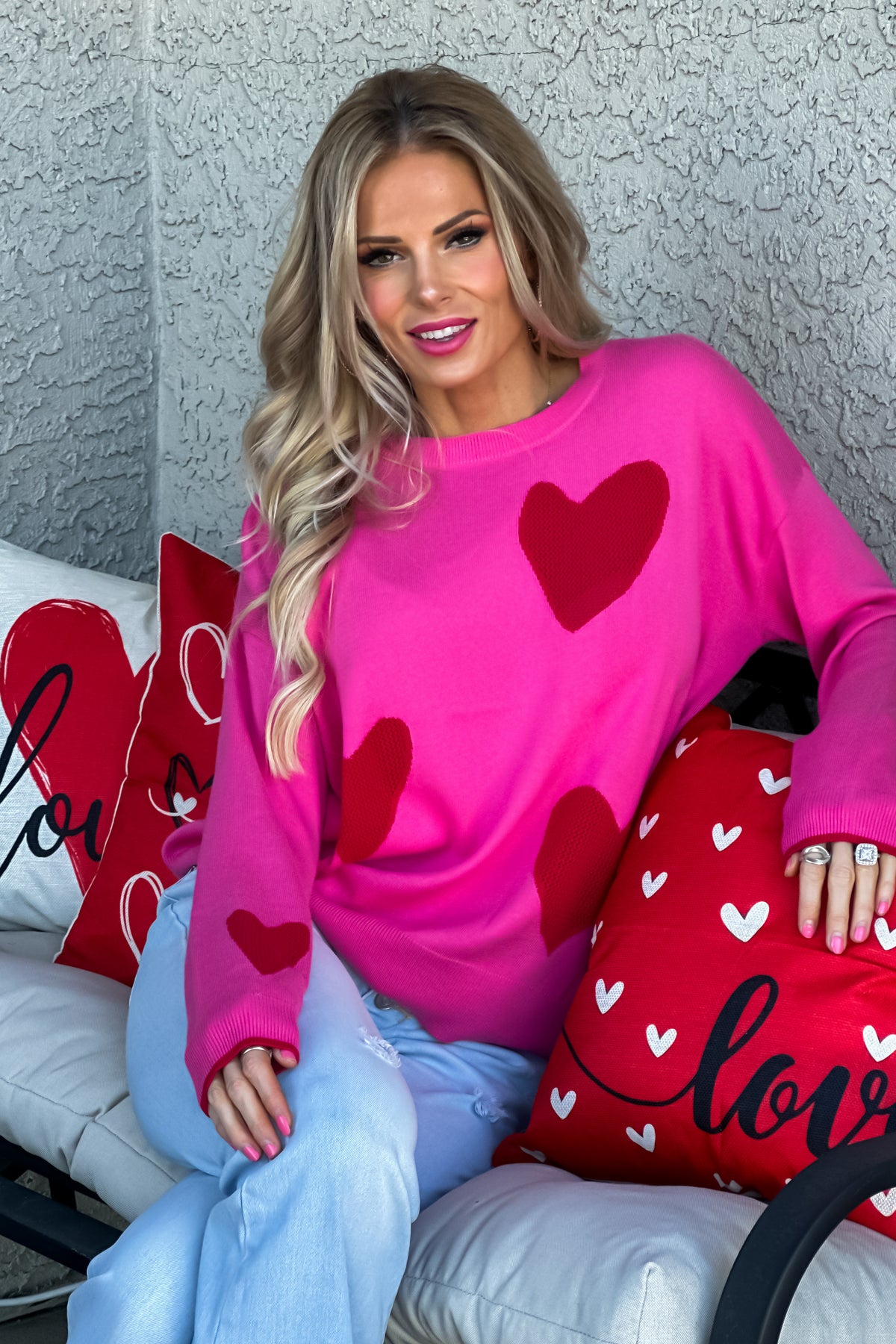 Steal My Heart Sweater : Fuchsia Rose